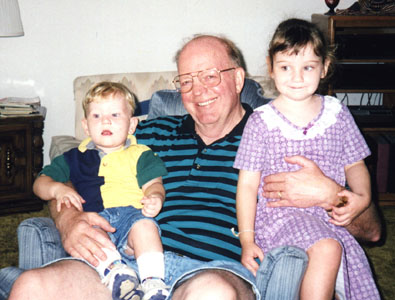 Granddad with Christopher & Nicole, 7/1998